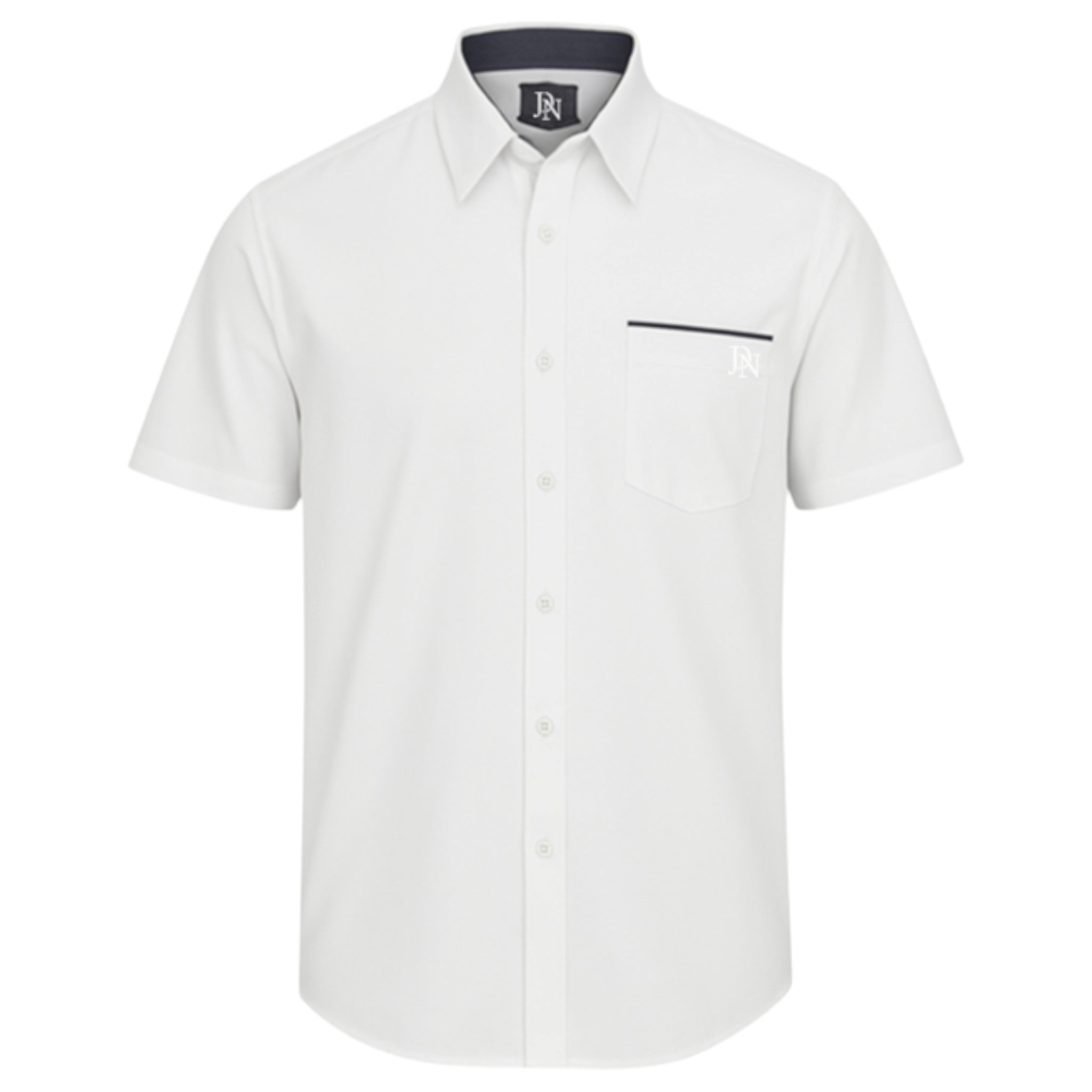 JDN men’s white short sleeve shirt wrinkle resistant breathable